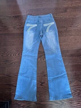 Women’s Blue Flared Jeans with Back Pocket Stitching